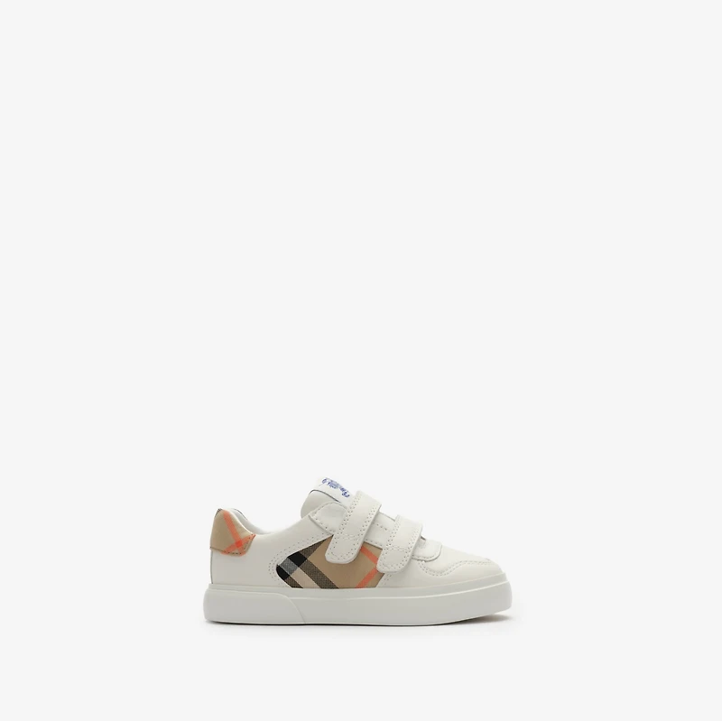Check and Leather Sneakers in Sand beige - Children | Burberry® Official