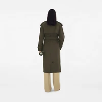 Long Gabardine Castleford Trench Coat in Otter - Women, Cotton Gabardine | Burberry® Official