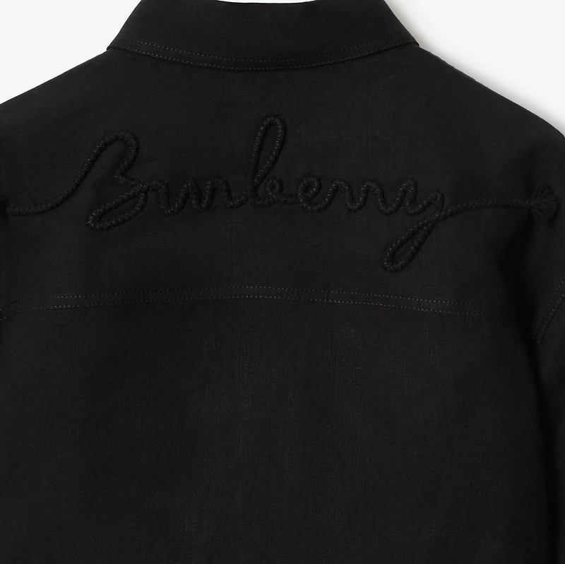 Linen Shirt in Black - Men | Burberry® Official