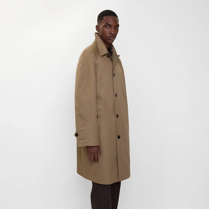 Long Reversible Herringbone Wool Car Coat in Clay brown - Men | Burberry® Official