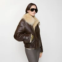 Cropped Shearling Aviator Jacket in Dark brown - Women, Suede | Burberry® Official