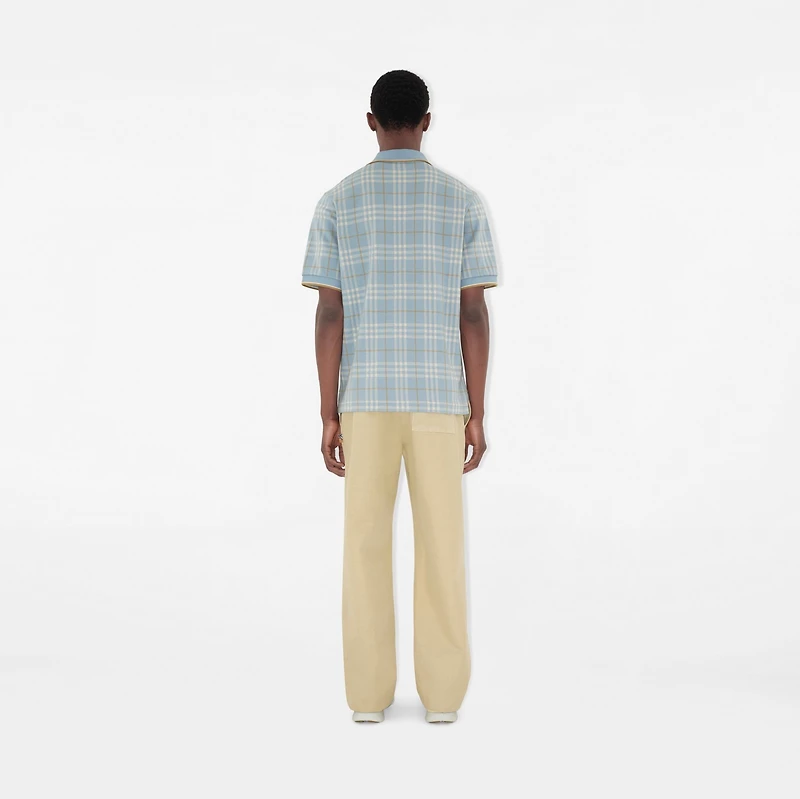 Check Cotton Polo Shirt in Fog blue - Men | Burberry® Official