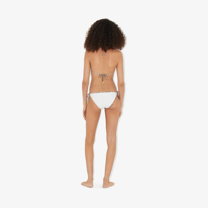 Check Trim Bikini in White - Women, Nylon | Burberry® Official
