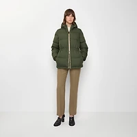 Check Trim Nylon Hooded Puffer Jacket in Shale green - Women | Burberry® Official