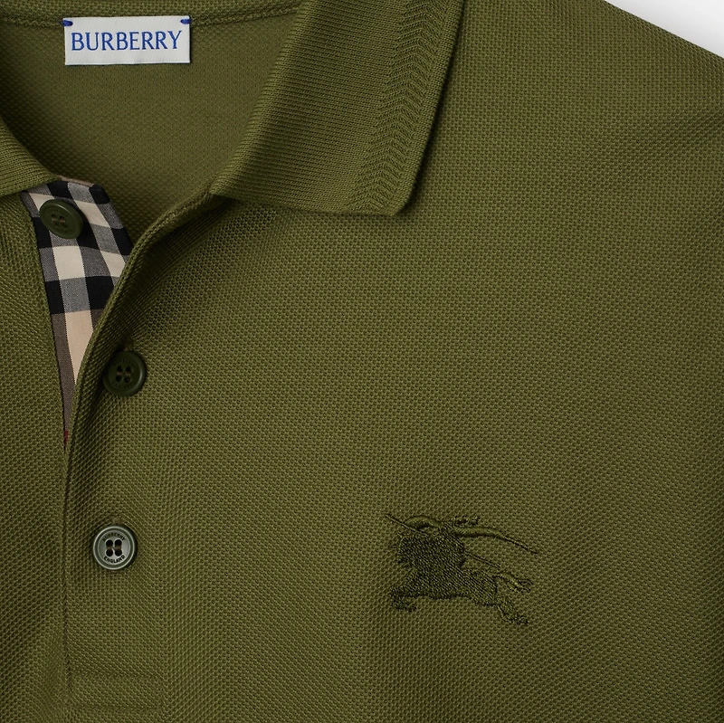 Long-sleeve Cotton Polo Shirt in Olive - Men | Burberry® Official