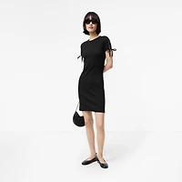 Check Trim Cotton Dress in Black - Women | Burberry® Official
