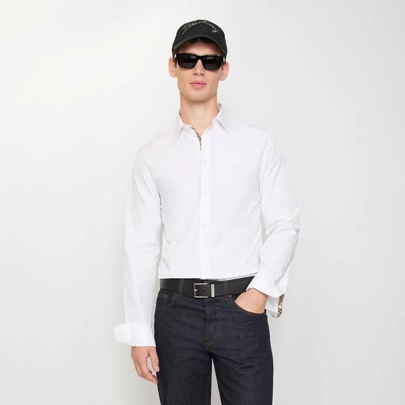 Regular Fit Cotton Poplin Shirt in Optic white - Men | Burberry® Official