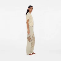 Check Stretch Cotton Blend T-shirt in Beach - Women | Burberry® Official
