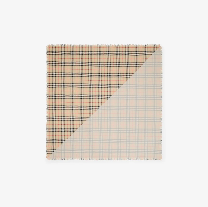 Check Wool Silk Scarf in Sand beige | Burberry® Official