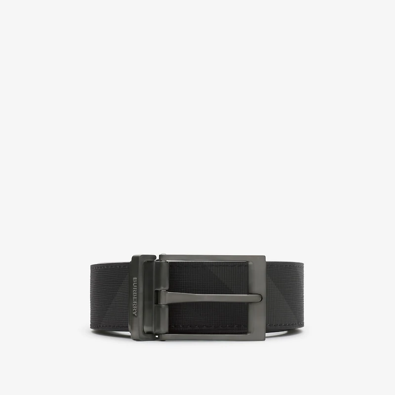 Reversible Check Belt in Charcoal/graphite - Men | Burberry® Official