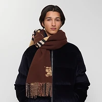 Wide Reversible Check Cashmere Scarf in Sand | Burberry® Official