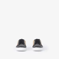Check and Leather Sneakers in Black - Women | Burberry® Official