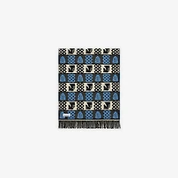 Chess Fair Isle Wool Scarf in Black/calico white/knight blue | Burberry® Official