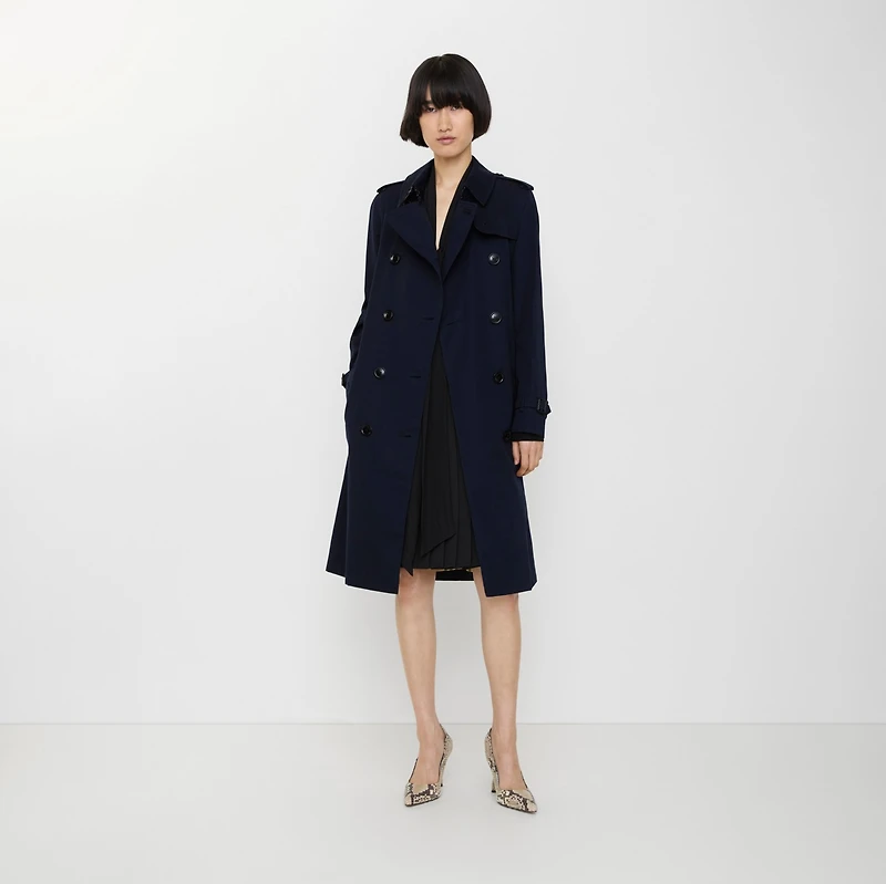 Long Kensington Heritage Trench Coat in Coal blue - Women, Cotton Gabardine | Burberry® Official