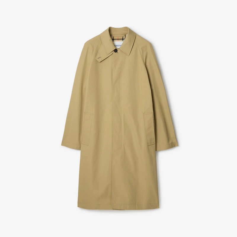 Long Cotton Car Coat in Hamper beige - Men | Burberry® Official