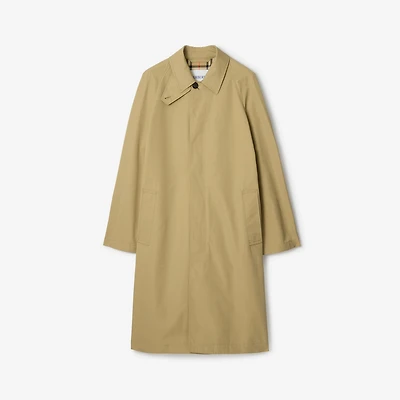 Long Cotton Car Coat in Hamper beige - Men | Burberry® Official