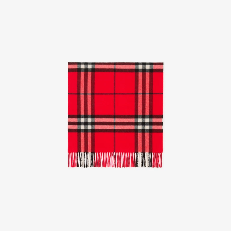 Wide Check Cashmere Scarf in Scarlet | Burberry® Official
