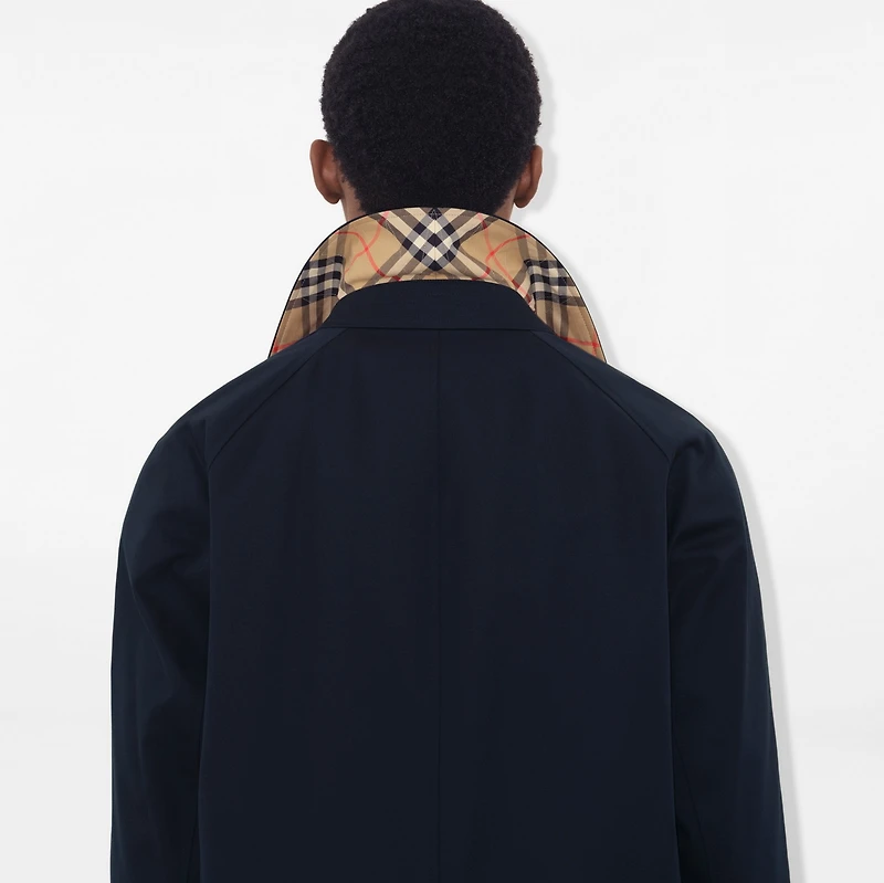 Long Camden Heritage Car Coat in Coal blue - Men, Cotton Gabardine | Burberry® Official