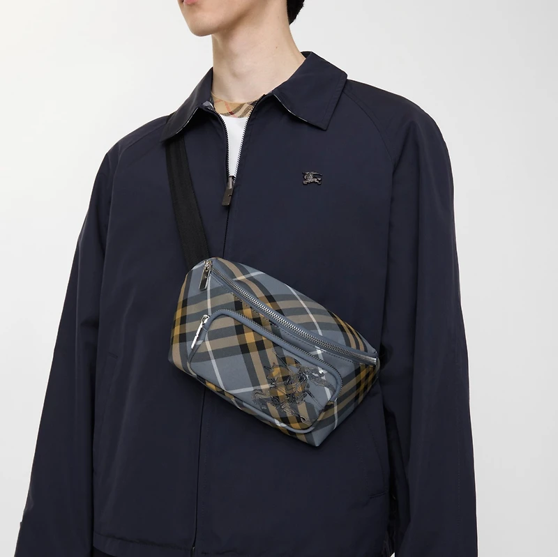 Small Check Belt Bag in Wave blue - Men, Technical | Burberry® Official