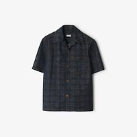 Relaxed Fit Check Denim Shirt in Indigo blue - Men, Cotton | Burberry® Official