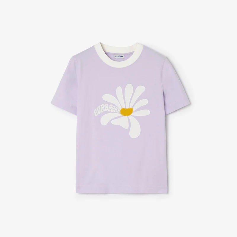 Daisy Cotton T-shirt in Clematis purple - Women | Burberry® Official