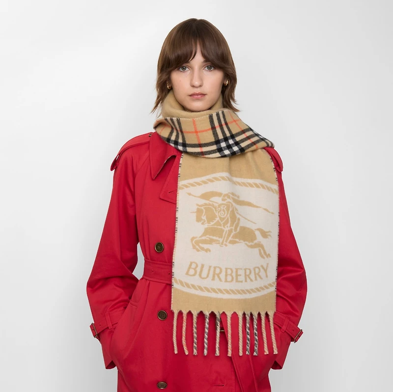 Reversible Knight Stamp Scarf in Sand | Burberry® Official