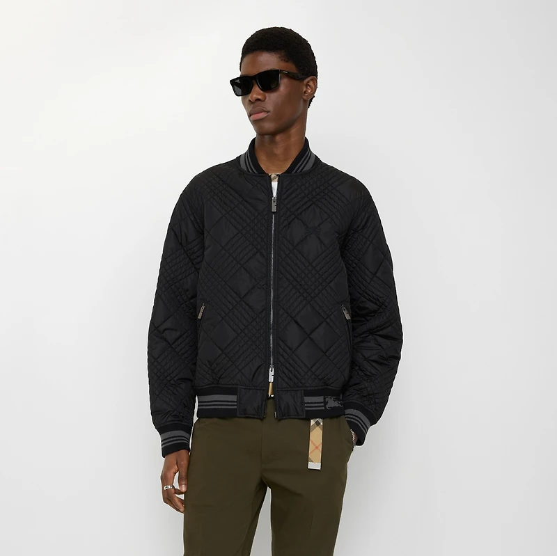 Micro Check-stitch Rakewood Bomber Jacket in Black - Men | Burberry® Official
