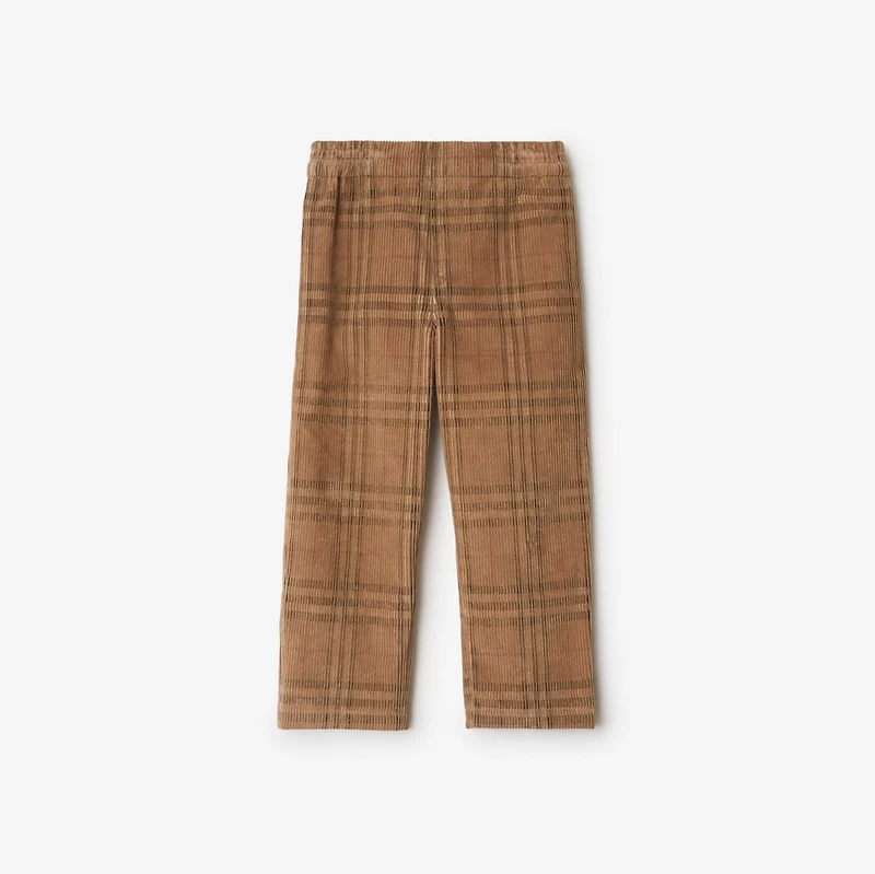 Check Corduroy Trousers in Archive beige | Burberry® Official