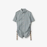 Slim Fit Check Cotton Shirt in Drizzle - Women | Burberry® Official