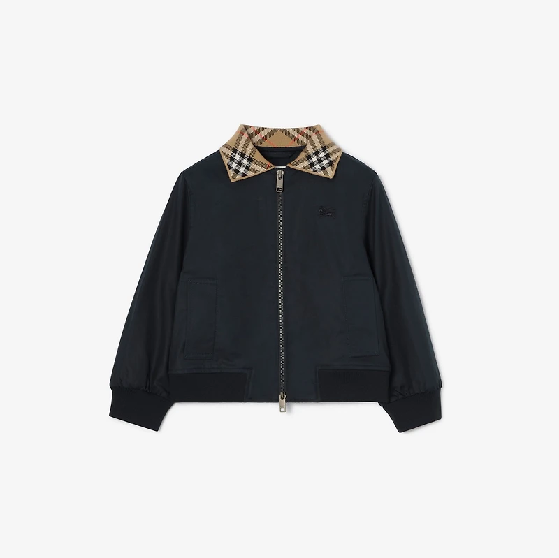 Cotton Hayfield Harrington Jacket in Navy black | Burberry® Official