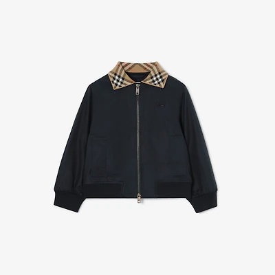 Cotton Hayfield Harrington Jacket in Navy black | Burberry® Official