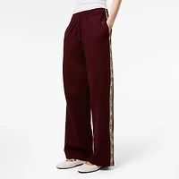 Check Trim Cotton Track Pants in Vineyard red - Women | Burberry® Official