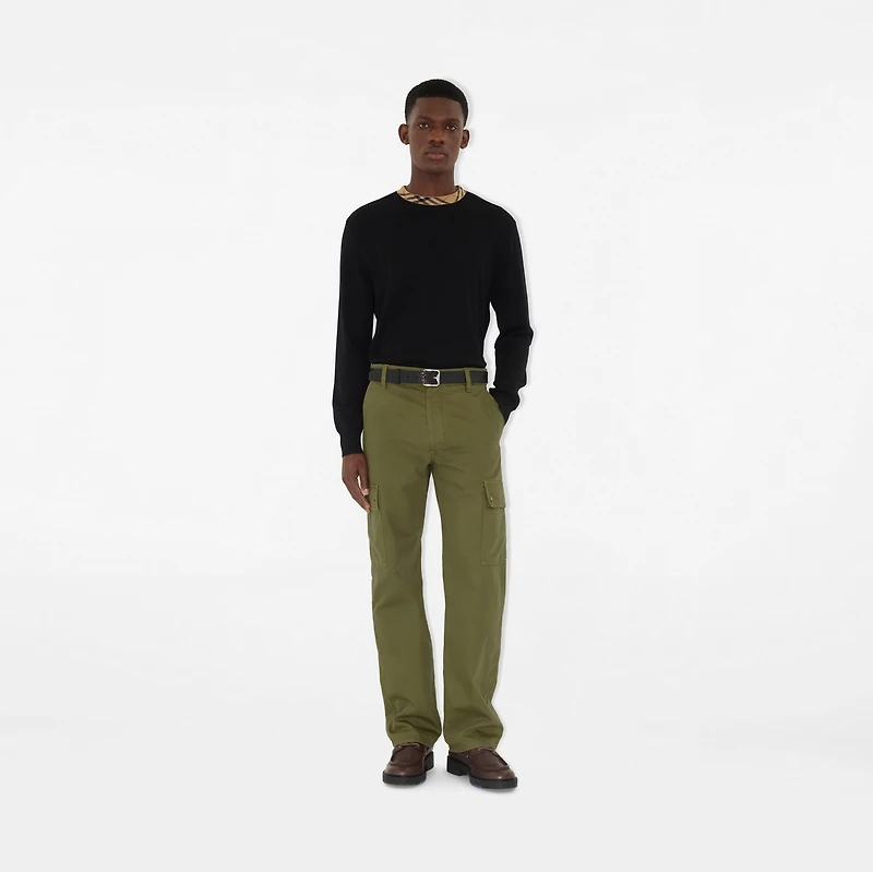 Gabardine Cargo Trousers in Wreath green - Men, Cotton | Burberry® Official