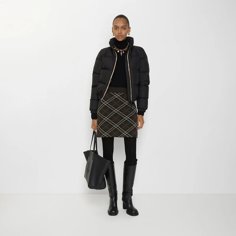 Check Wool Cashmere Skirt in Truffle brown - Women | Burberry® Official