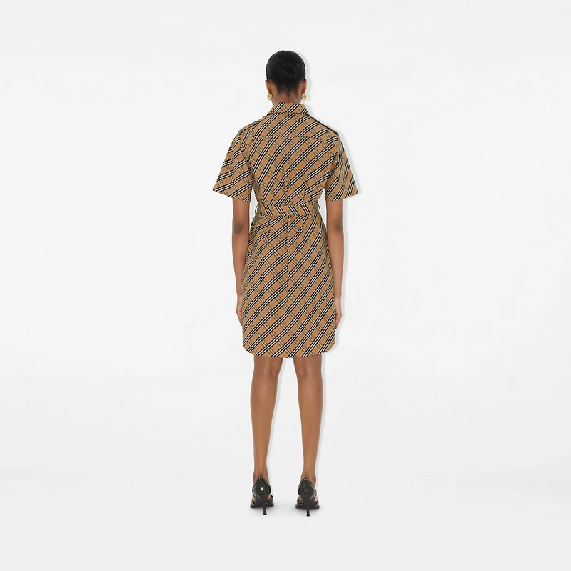 Check Cotton Shirt Dress in Sand - Women | Burberry® Official