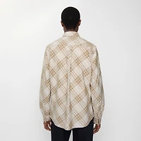 Relaxed Fit Check Cotton Shirt in Stone grey - Men | Burberry® Official