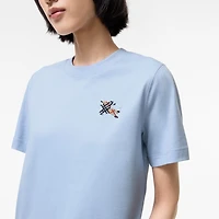 Knight Check Cotton T-shirt in Sunbleached blue - Women | Burberry® Official
