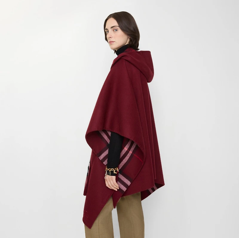 Cashmere Hooded Cape in Oxblood red | Burberry® Official
