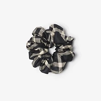 Check Silk Scrunchie in Black/calico | Burberry® Official