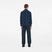 Relaxed Fit Check Cotton Shirt in Midnight - Men | Burberry® Official