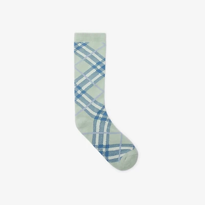 Check Cotton Blend Socks in Seafoam green | Burberry® Official