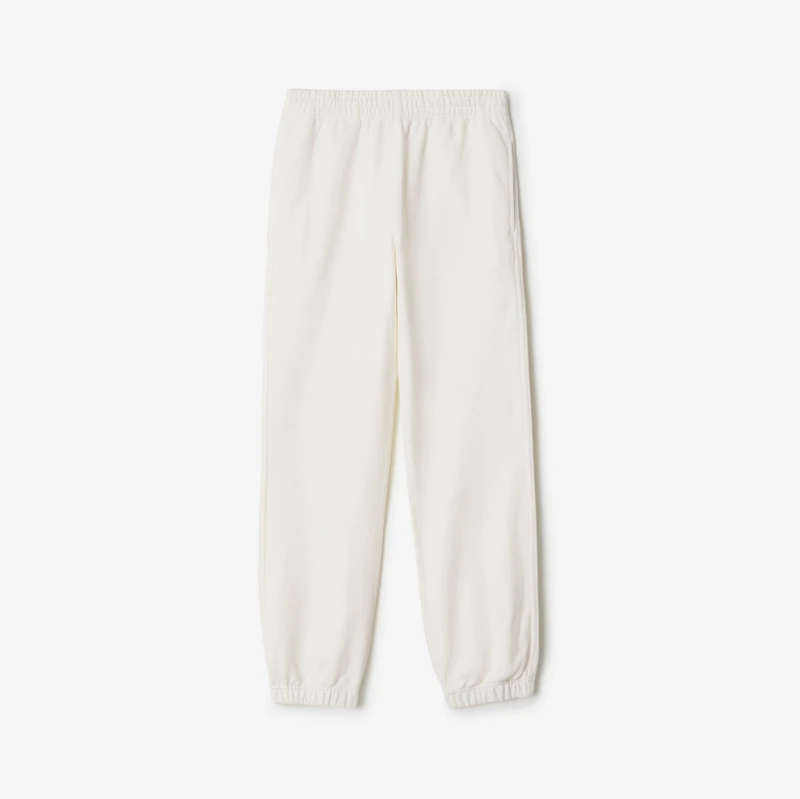 Cross Stitch Knight Cotton Jogging Pants in Chalk white - Women | Burberry® Official