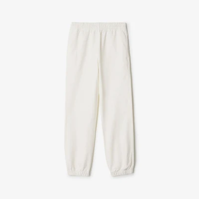 Cross Stitch Knight Cotton Jogging Pants in Chalk white - Women | Burberry® Official