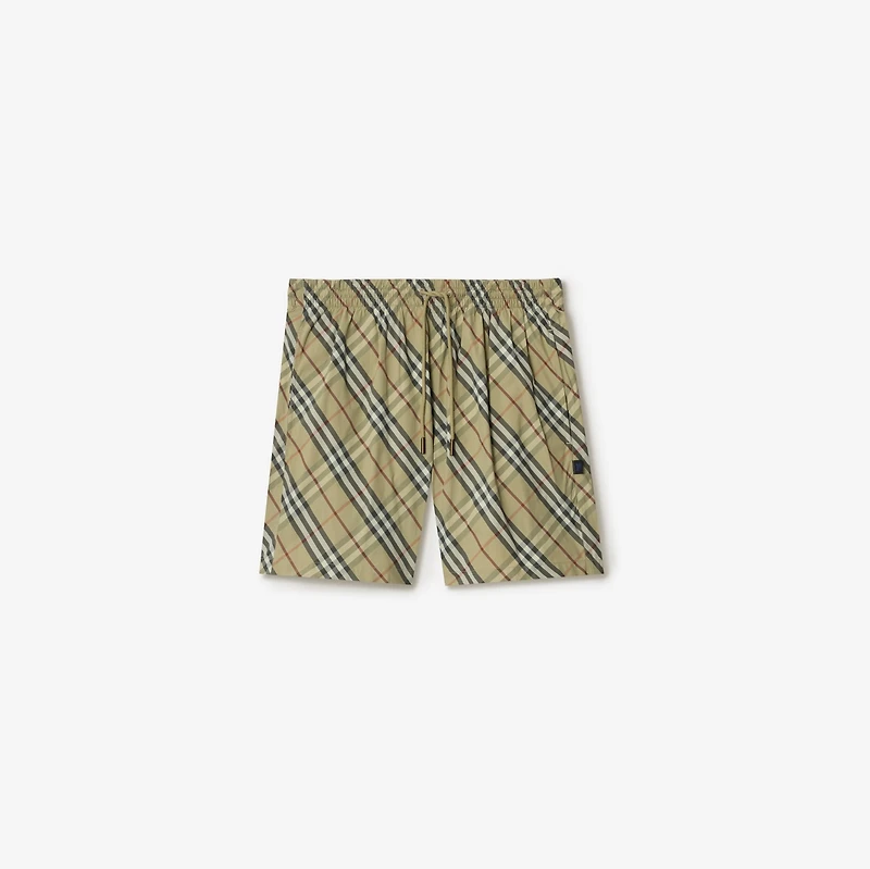 Check Swim Shorts in Glade green - Men, Nylon | Burberry® Official