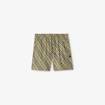 Check Swim Shorts in Glade green - Men, Nylon | Burberry® Official