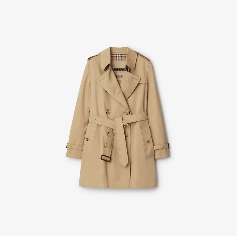 Short Kensington Heritage Trench Coat in Honey - Women, Cotton Gabardine | Burberry® Official