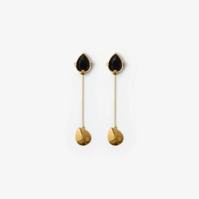 Onyx Shield Pendant Earrings in Gold/black - Women | Burberry® Official