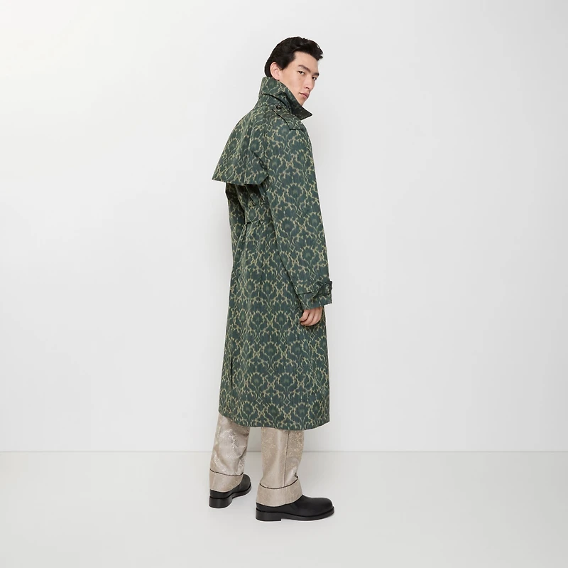 Long Baroque Viscose Blend Trench Coat in Vine green - Men | Burberry® Official