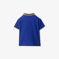 Check Collar Cotton Polo Shirt in Knight | Burberry® Official