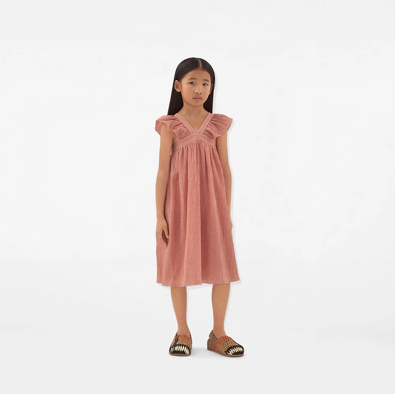 Gingham Cotton Dress in Orange red | Burberry® Official